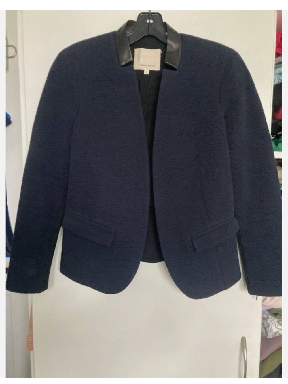 Rebecca Minkoff Women's Navy Black Blazer Jacket Size S Leather Details